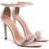 7960 Sandália Salto Alto Bico Folha Napa Rosado/Manta Strass