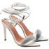 7961 Sandália Salto Alto Bico Folha Napa Off White/Manta Strass