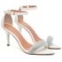 8960 Sandália Salto Médio Bico Folha Napa Off White/Manta Strass
