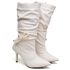 9116 Bota Cano Médio Enrrugado Salto Médio Napa Off White com Tira