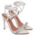 7967 Sandália Salto Alto Bico Folha Napa Off White/Tira Strass