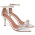 8966 Sandália Salto Médio Bico Folha Napa Off White/Tira Strass