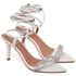 8967 Sandália Salto Médio Bico Folha Napa Off White/Tira Strass