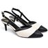 3201 Scarpin Slingback Salto Baixo Napa Preto/Off white