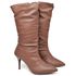 9106 Bota Cano Médio Enrugado Salto Fino Médio Napa Caramelo