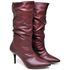 9106 Bota Cano Médio Enrugado Salto Fino Médio Napa Marsala