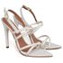 7980 Sandália Salto Alto Bico Folha Napa Off White/Tira Strass