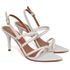 8980 Sandália Salto Médio Bico Folha Napa Off White/Tira Strass