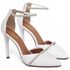 7978 Scarpin Salto Alto Bico Folha Napa Branco/Tira Strass