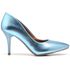 Scarpin Salto Medio Metalizado Celeste 
