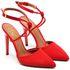 7927 Scarpin Salto Alto Nobuck Vermelho
