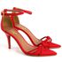 8912 Sandália Salto Médio Bico Folha Nobuck Vermelho