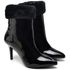 9102 Bota Cano Curto Salto Fino Médio Verniz Preto/Pelo