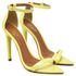 7910 Sandália Bico Folha Salto Alto Verniz Amarelo