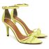 8912 Sandália Salto Médio Bico Folha Verniz Amarelo