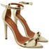 7910 Sandalia Salto Alto Bico Folha Cristal Ouro Light