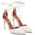 7939 Scarpin Salto Alto Bico Folha com Tiras Napa off white