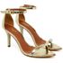 8910 Sandalia Salto Medio Bico Folha Cristal Ouro Light