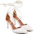 8939 Scarpin Salto Médio Bico Folha com Tiras Napa off white