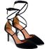 8939 Scarpin Salto Médio Bico Folha com Tiras Nobuck Preto