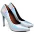 Scarpin Salto Alto Croco Holografico Prata