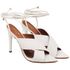 7948 Sandália Salto Alto Bico Folha Napa Off White
