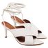 8948 Sandália Salto Médio Bico Folha Napa Off White
