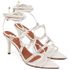 8950 Sandália Salto Médio Bico Folha Napa Off White