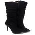 9106 Bota Cano Médio Enrugado Salto Fino Médio Nobuck Preto