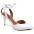 8916 Scarpin Salto Médio Verniz com Amarração Branco 