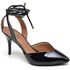 8916 Scarpin Salto Médio Verniz com Amarração Preto 