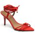 8918 Sandália Salto Médio Nobuck Bico Folha Vermelho 