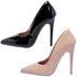 Kit com 2 Pares de Scarpin Salto Alto Verniz Preto/Nude
