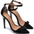 7910 Sandália Bico Folha Salto Alto Nobuck Preto