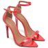 7910 Sandália Bico Folha Salto Alto Verniz Vermelho