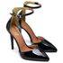 7913 Sandália Bico Folha Salto Alto Verniz Preto 