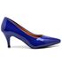 Scarpin Salto Baixo Verniz Azul Klein