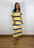 Conjunto Hortencia Listrado Azul Com Amarelo