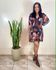 Vestido Ninna Tule Estampado Marrom