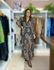 Vestido Longo Tule Estampado Marrom