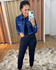 Jaqueta cropped jeans escuro