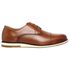 Sapato Social Oxford Derby Masculino Casual em Couro Texturizado Sola Branca Caramelo