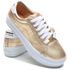 Tênis Feminino Casual em Couro - Dourado