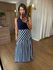 CONJUNTO REGATA E SAIA MALHA IBIZA - AZUL MARINHO E LISTRA