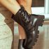 Bota Coturno Tratorada Casual Dorf Feminina Couro Preto