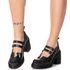 Sapato Inglês Estilo Veggie Boneca Jane Jane Verniz Preto