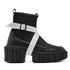Bota Coturno Livia Fivela Gliter Branca Dupla Preta
