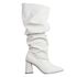 Bota Bel Feminina Fabi Herzer Bico Fino Off White Salto Médio Cano Enrugado