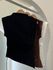 BLUSA COM DRAPEADOS E CORTE DIAGONAL MARROM