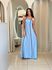 VESTIDO EM TECIDO MARRANT COM COSTAS ABERTAS- AZUL